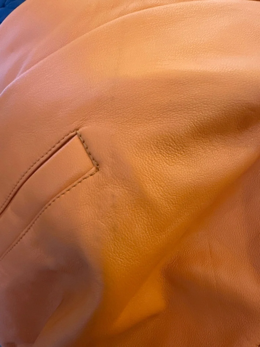 Jake Wood Men's Orange Lambskin Leather Zip-Up Bomber Varsity Jacket Size 2X - Picture 14 of 14